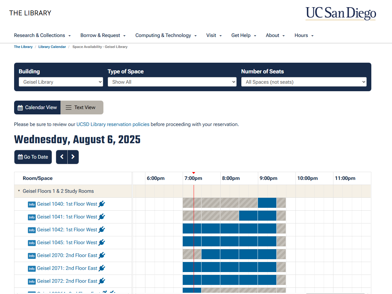 Geisel Library Study Room Reserver